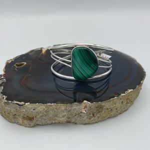 Navajo Malachite sterling silver cuff bracelet